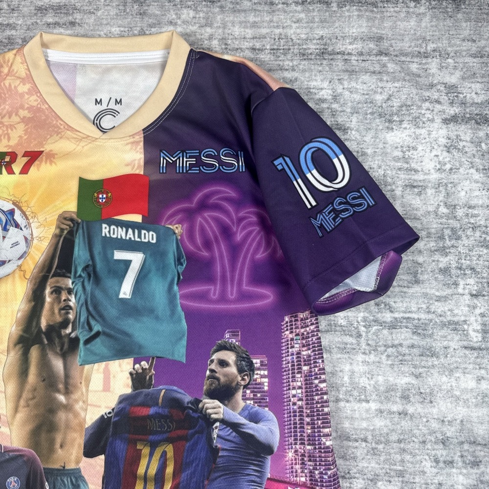 Ronoldo x Messi x Neymar Soccer Jersey T-Shirt Graphic Soccer Cr7 Size M/M Light - Picture 4 of 8